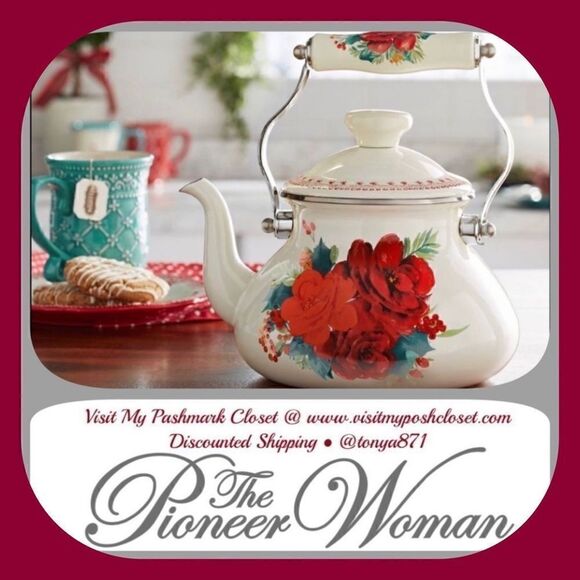 🦋 New Pioneer Woman Cheerful Rose Tea Kettle - Picture 1 of 6